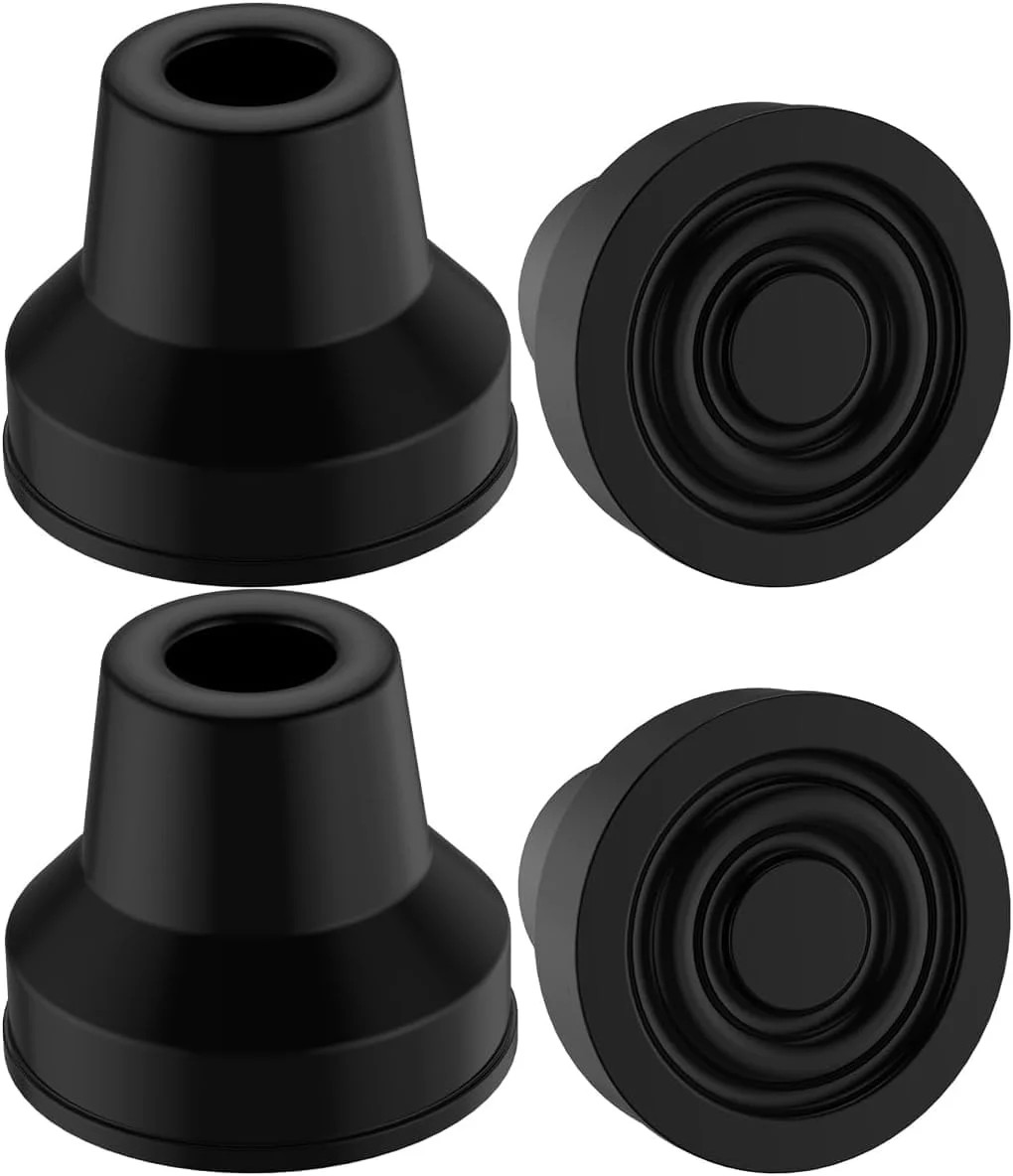 YF Quad Cane Tips (4-Pack) - Heavy Duty 1/2 Inch Replacement Rubber Foot - Non-S