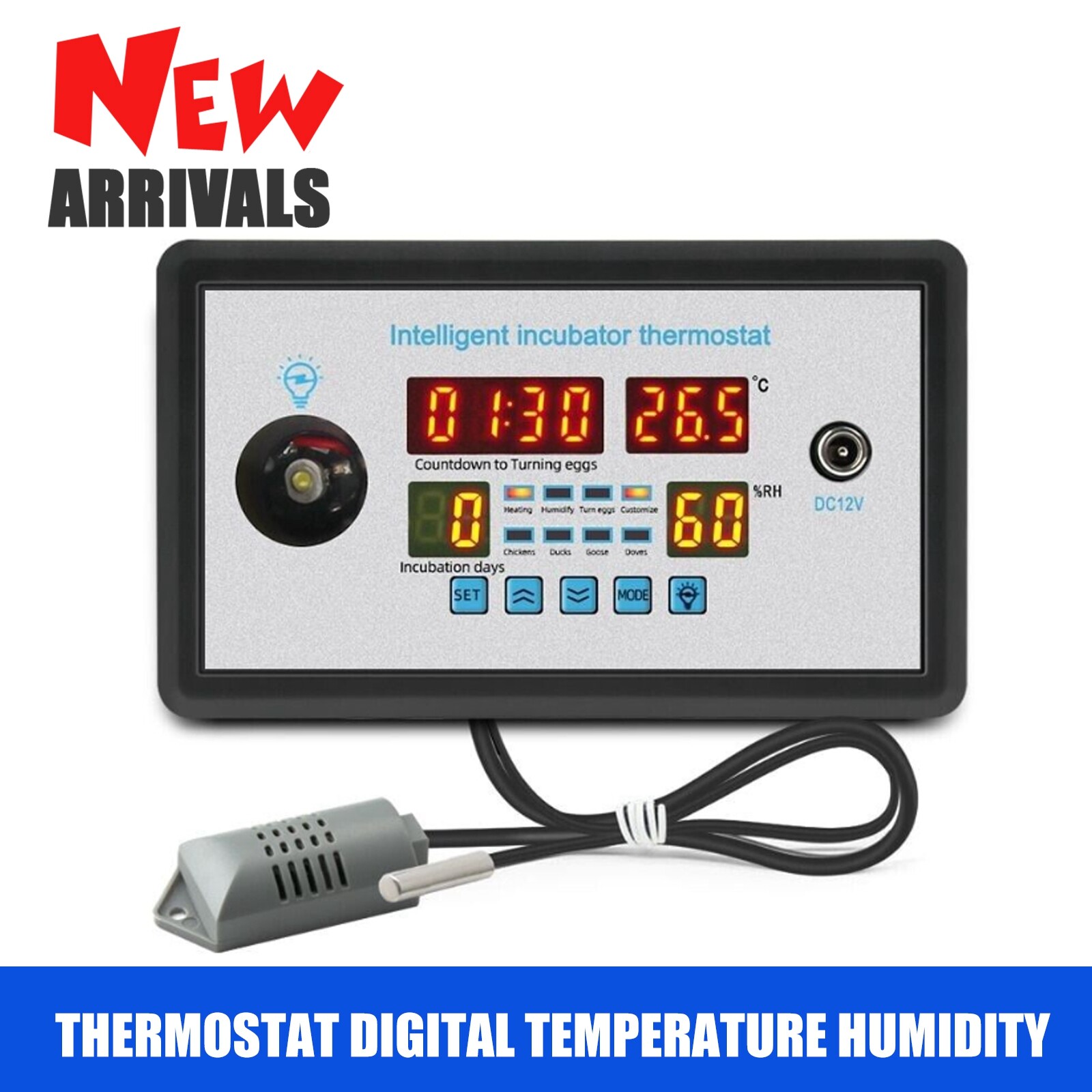 Thermostat Digital Temperature Humidity Automatic Egg Turning Control Incubator
