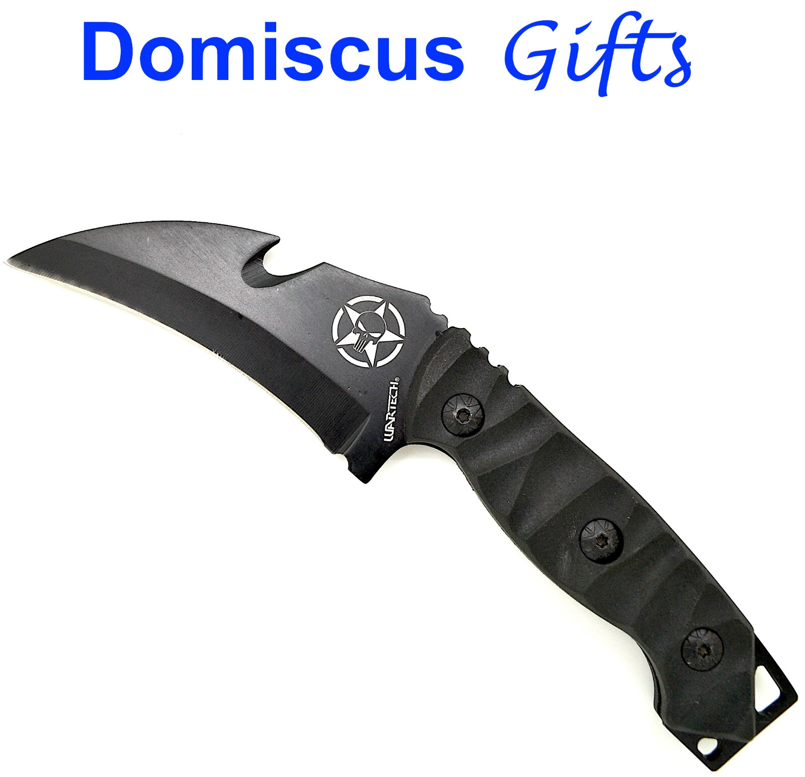 8 1/2" NEW Wartech Punisher HUNTING Knife DAGGER Gut Hook Black Tactical Knives