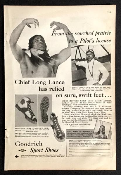 1931 B.F. Goodrich Sport Shoes vintage AD *Chief Long Lance* Sneakers
