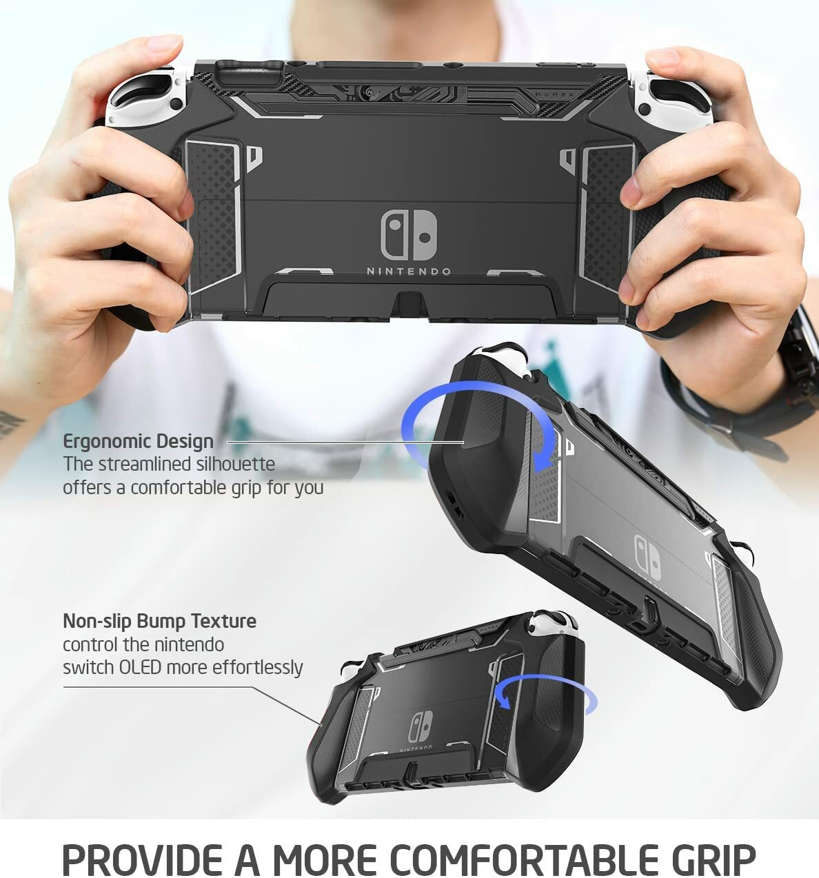 Mumba Dockable Case For Nintendo Switch OLED 2021 Grip Case Ergonomics Cover