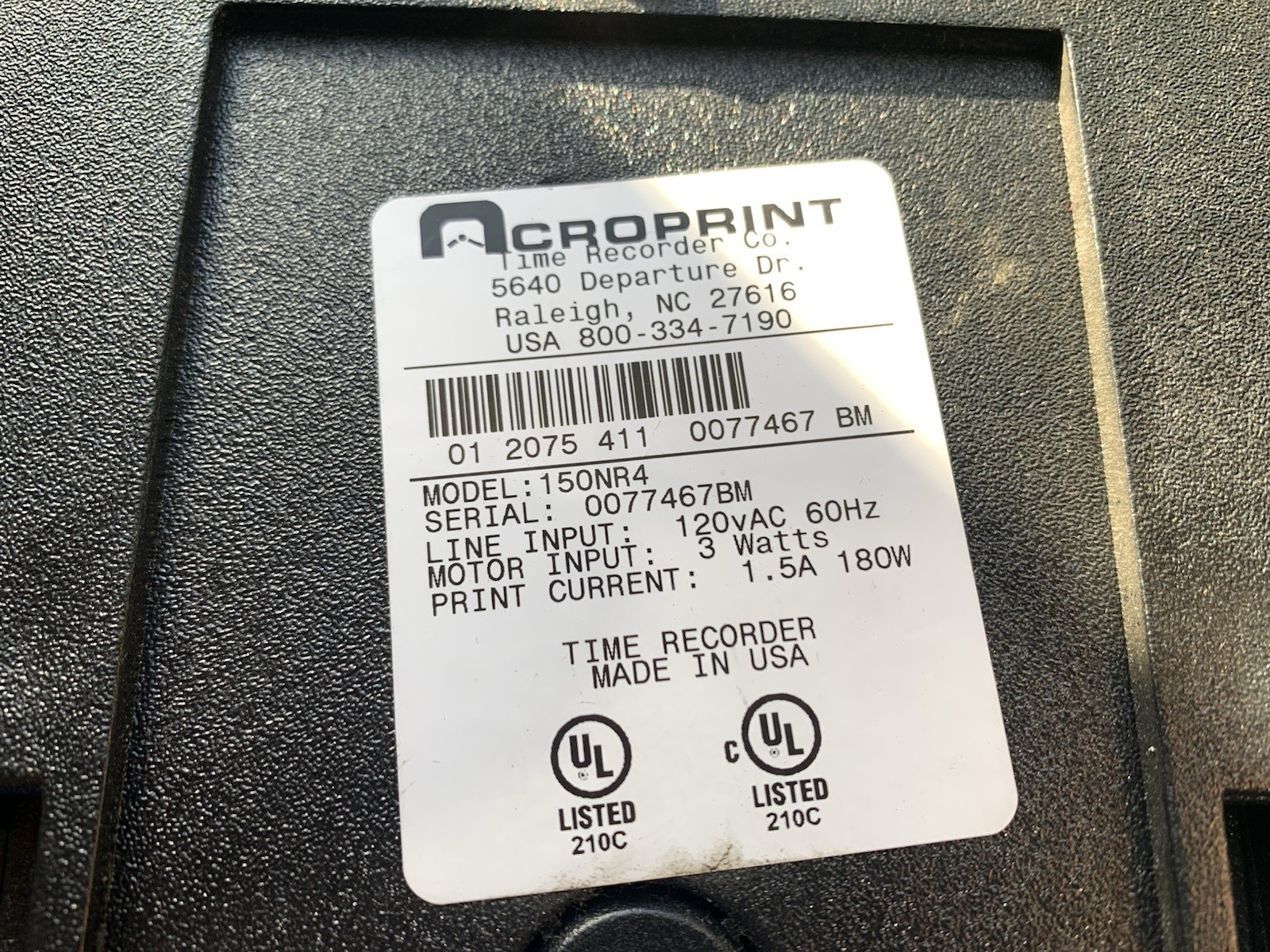 Acroprint Time Recorder Co. 150NR4 Tested With Keys * Read Description *
