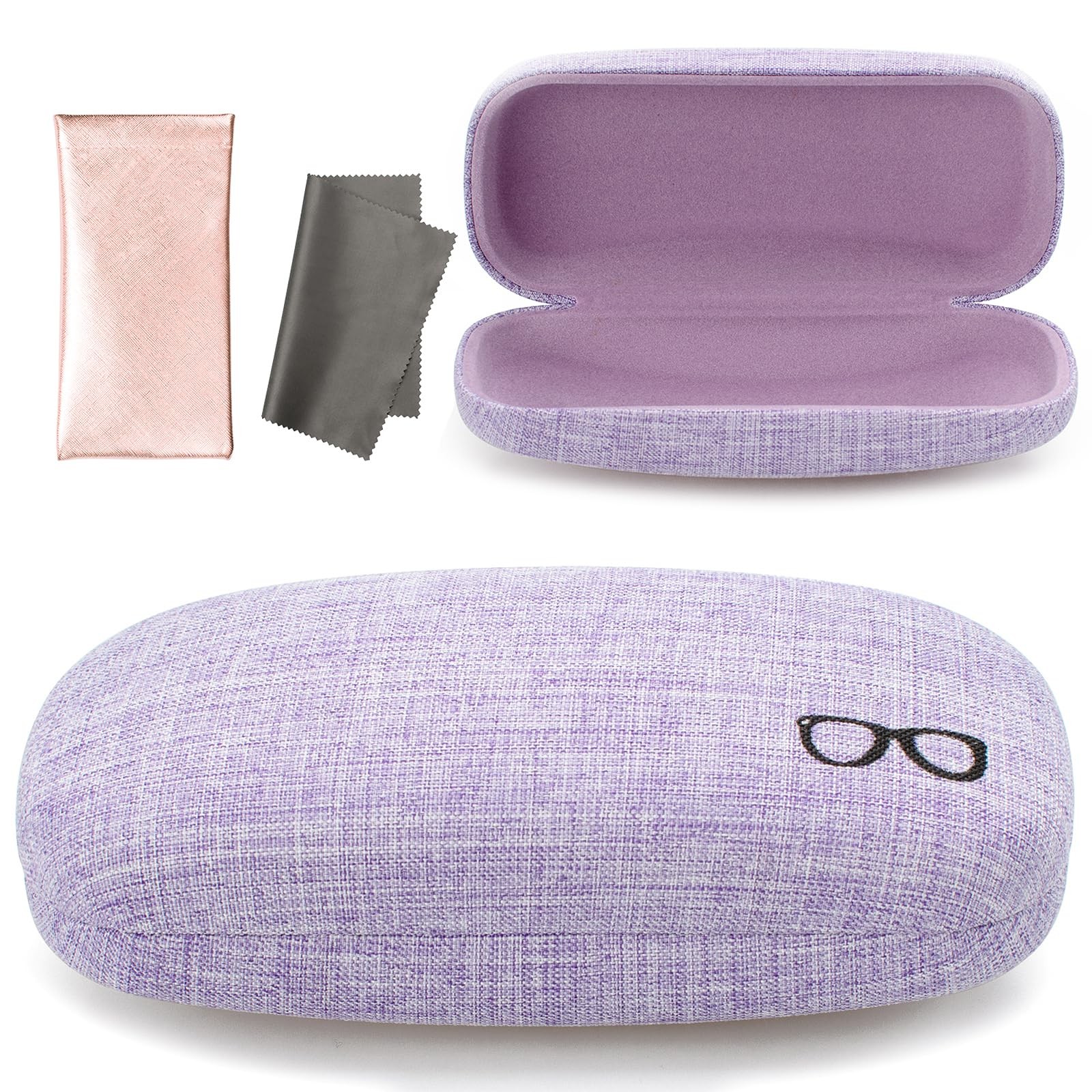 Hard Shell Sunglasses Case, Large Linen Fabric Protective Glasses Case for Me...