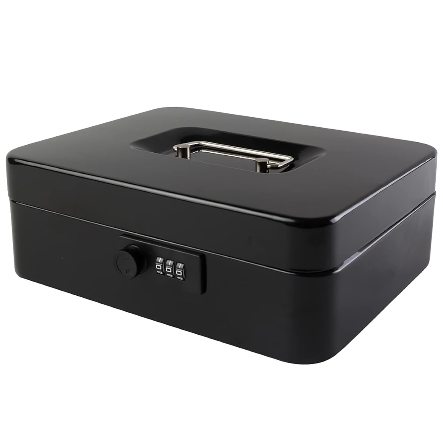 KYODOLED Large Cash Box with Combination Lock Safe Metal Money Box with Money Tr
