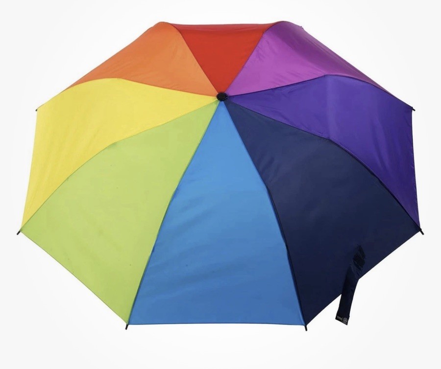 totes Auto Open Auto Close Umbrella with SunGuard UPF 50+, eco-friendly,Rainbow