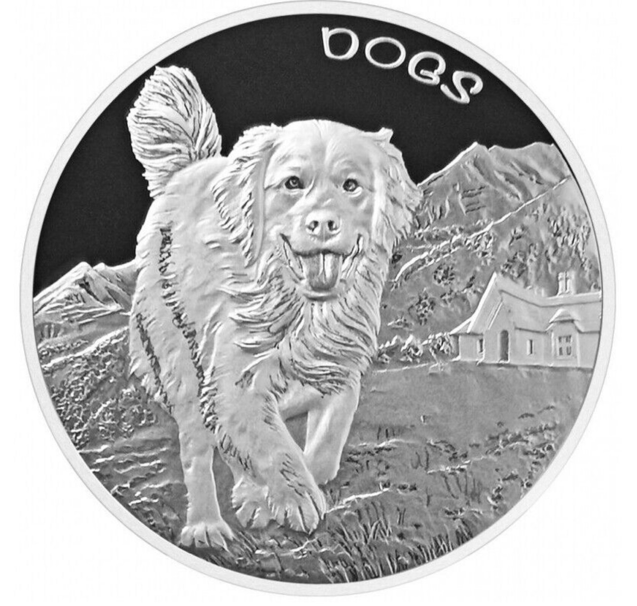 2022 Fiji Dogs Golden Retreiver 1 oz .999 silver coin in capsule
