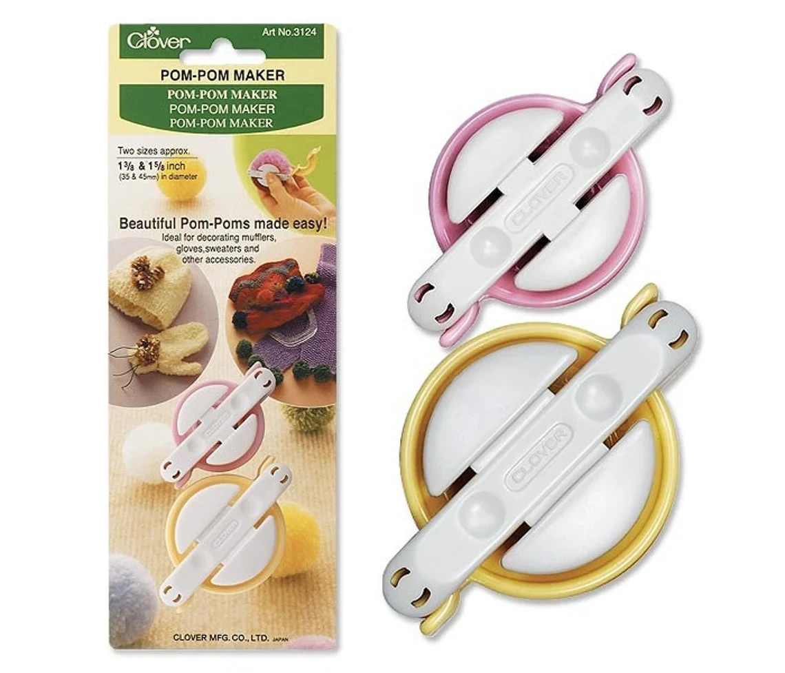 Clover @3124 Small Pom-Pom Maker 1-3/8" & 1-5/8" - Vintage - NEW - FREE SHIPPING
