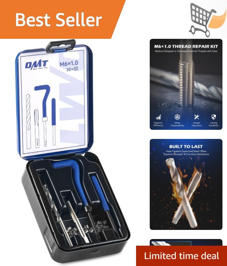 Helicoil Thread Repair Kit M6x1.0 with Drill Bit & 30 Inserts for Rethreading