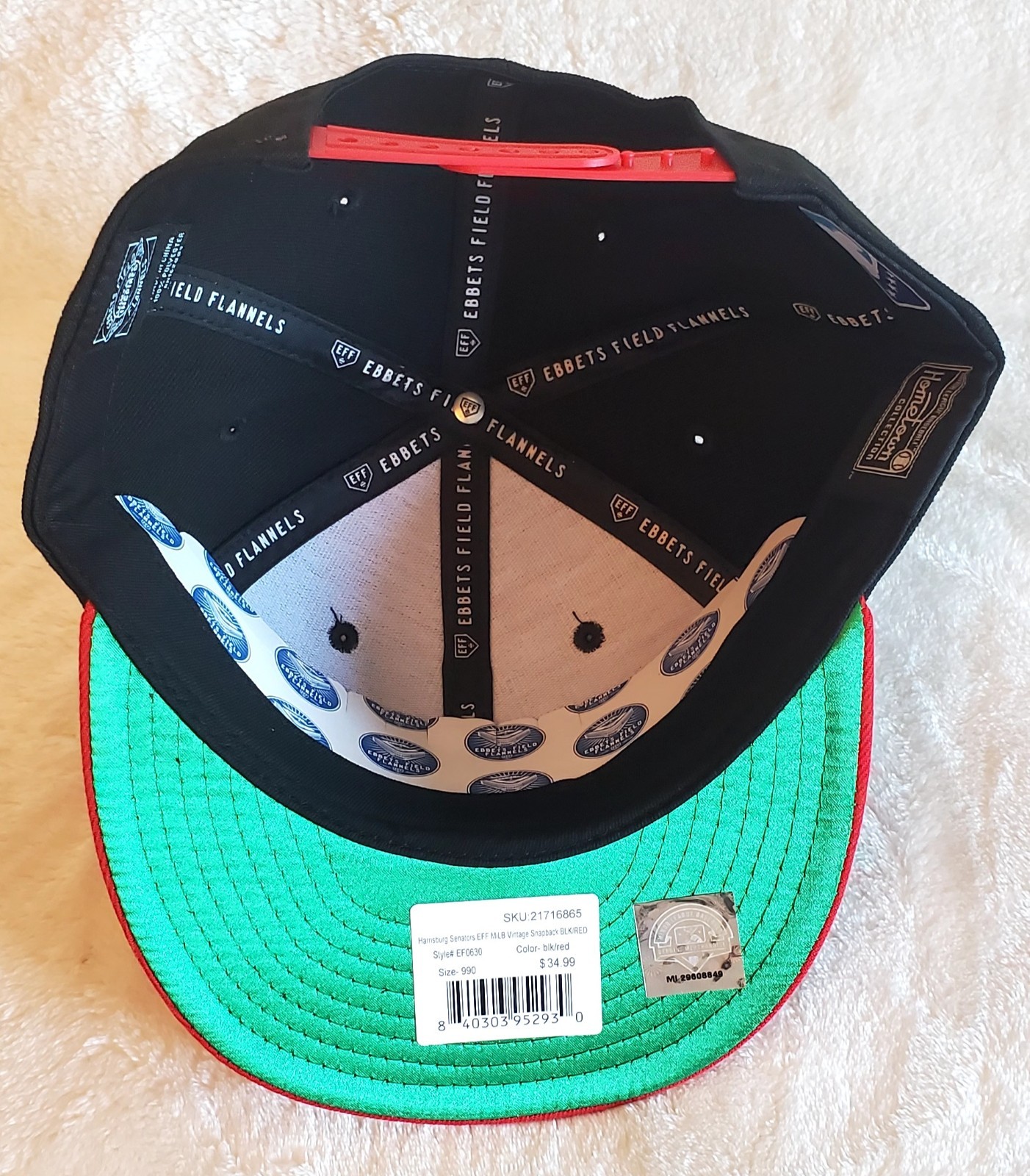 Harrisburg Senators MiLB Ebbets Field Flannels Vintage Snapback Cap Black/Red