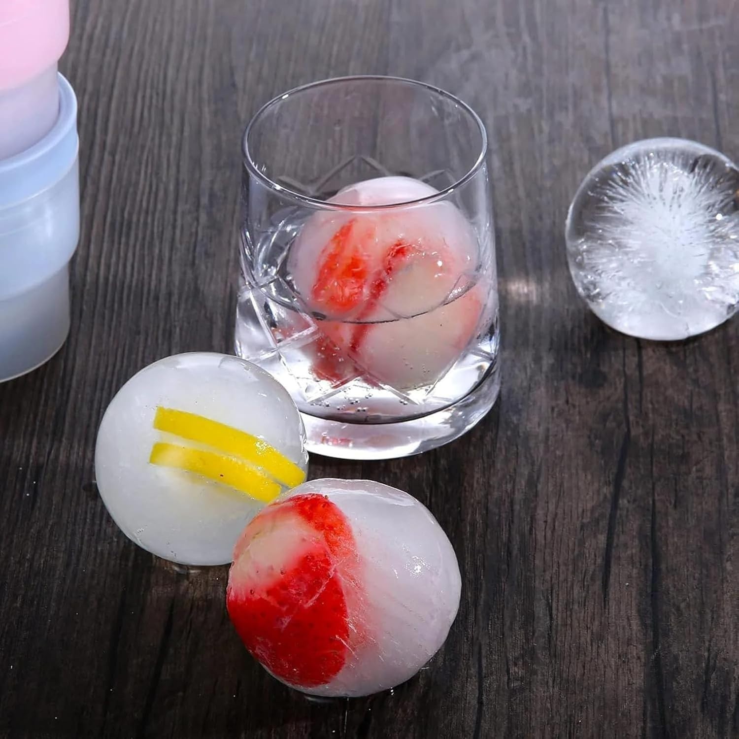 Ice Ball Molds, 6PCS Reusable Large Round Ice Cube Mold, Stackable Easy-Rele