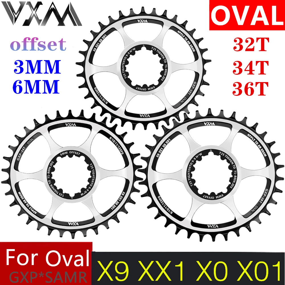 MTB Bicycle Oval Round Chainring 3/6mm Offset Direct Mount Star Ring 32T 34T 36T
