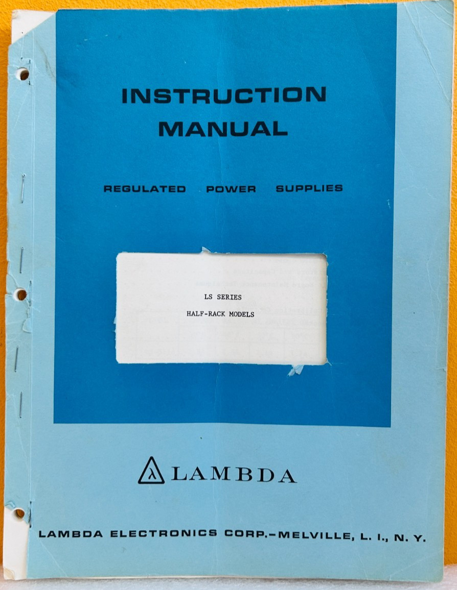 Lambda IM-LS51 LS Series Half-Rack Models Regulated Power Supplies Instr Manual.