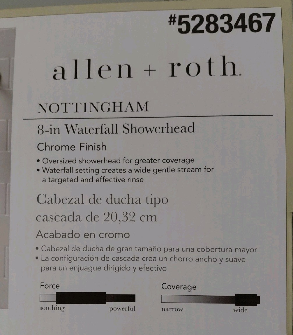 Allen + Roth Nottingham Chrome 8in Waterfall Round Showerhead