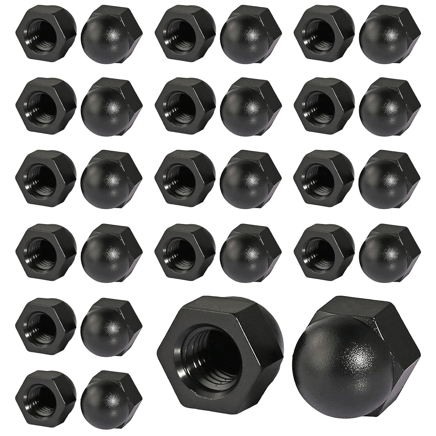 30pcs Black Nylon M6 Hex Cap Nut, Acorn Hex Nut