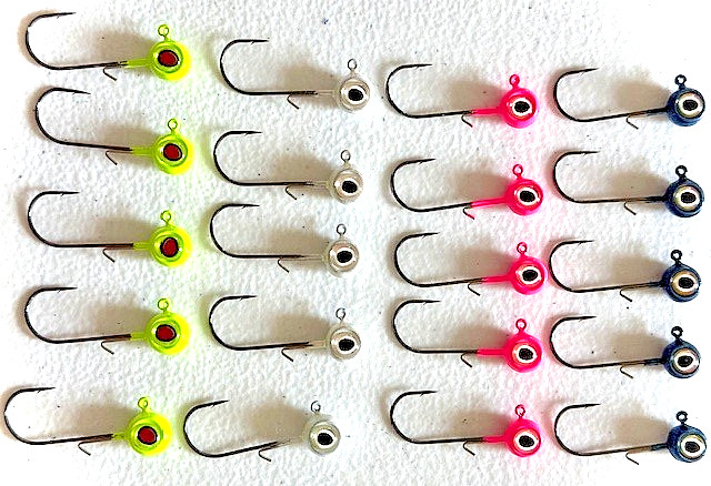 SUZIES SPINNERS 3ct Lazer Eye Jigs 1/8 oz Jighead 3D eyeballs