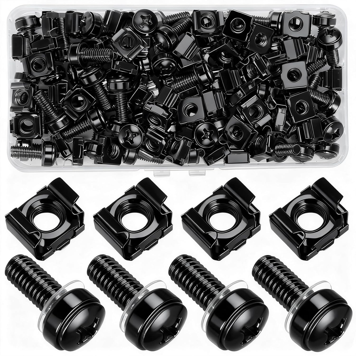 40 Pcs/20 Set Rack Mount Screws and Cage Nuts for Server Rack Cabinet, Black Car