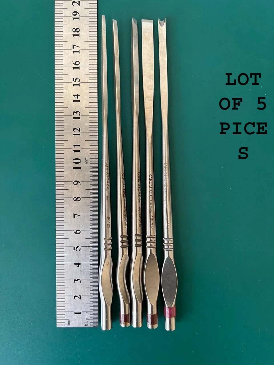 Karl Storz Lot of 5 Osteotome for rhinoplasty, Chisel, Gouge, WALTER 2 mm,3mm