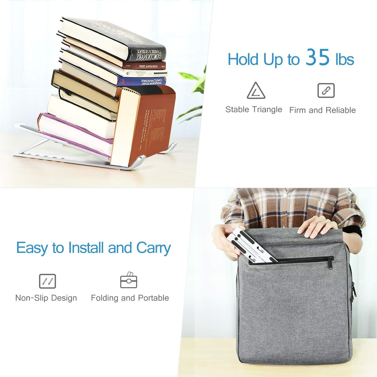 Laptop Stand, Laptop Holder Riser Computer Tablet Stand, 6 Angles Adjustable Alu