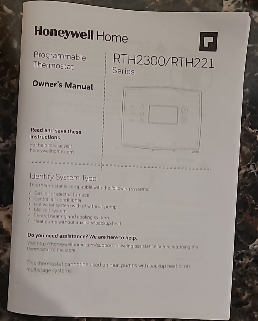 Honeywell Programmable Thermostat RTH2300B *104-4