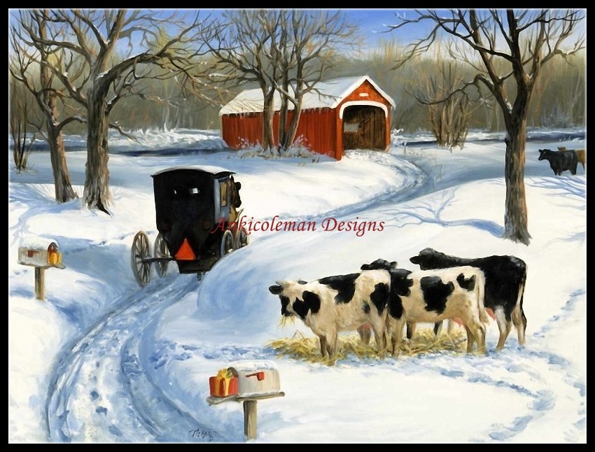Snow Cows - Chart DIY Counted Cross Stitch Patterns Needlework for embroidery