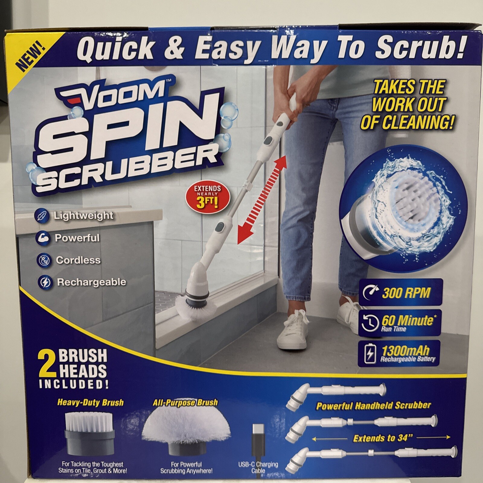 Voom Spin Scrubber- Cordless and Powerful way to scrub Cleaning Cordless Extends