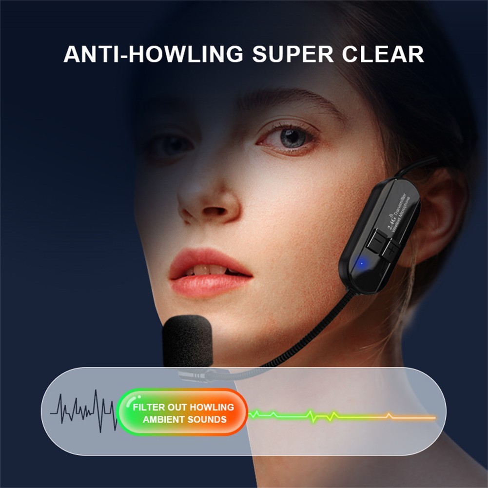for 2.4G Wireless Microphone Headset 160FT Range Mic For Teach Outdoor Speech