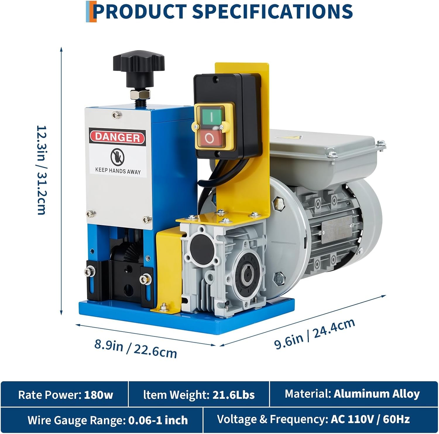 Electric Wire Stripping Machine 0.06-1" Automatic Scrap Wire Stripper 370W Motor