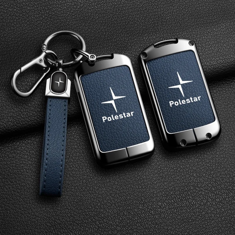 Leather Car Smart Key Fob Case Cover Protector Shell for Volvo Polestar 2 Polest