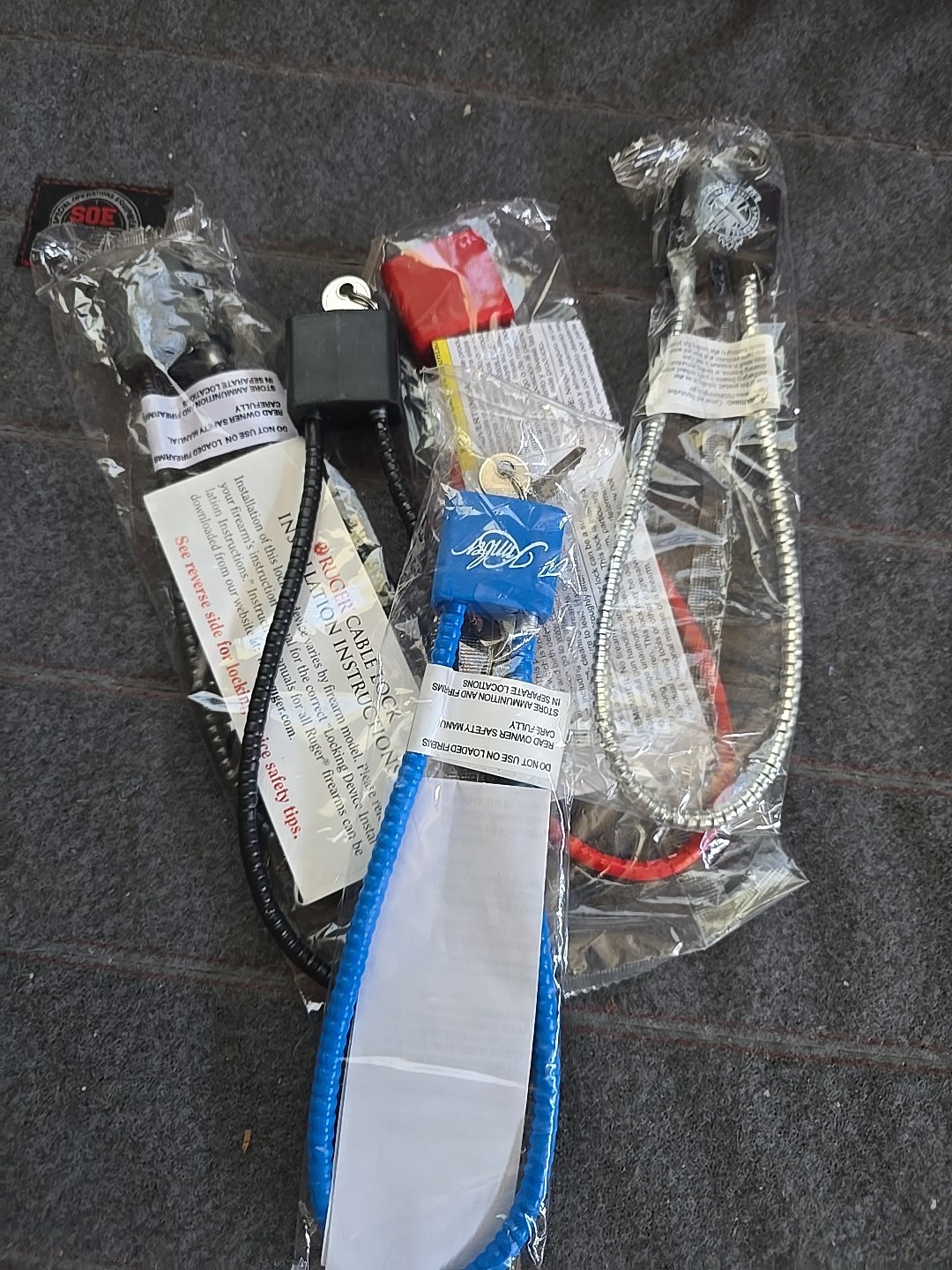 Kimber Blue Cable Pistol or Rifle Gun Lock - 2 Keys Lot Of 5.