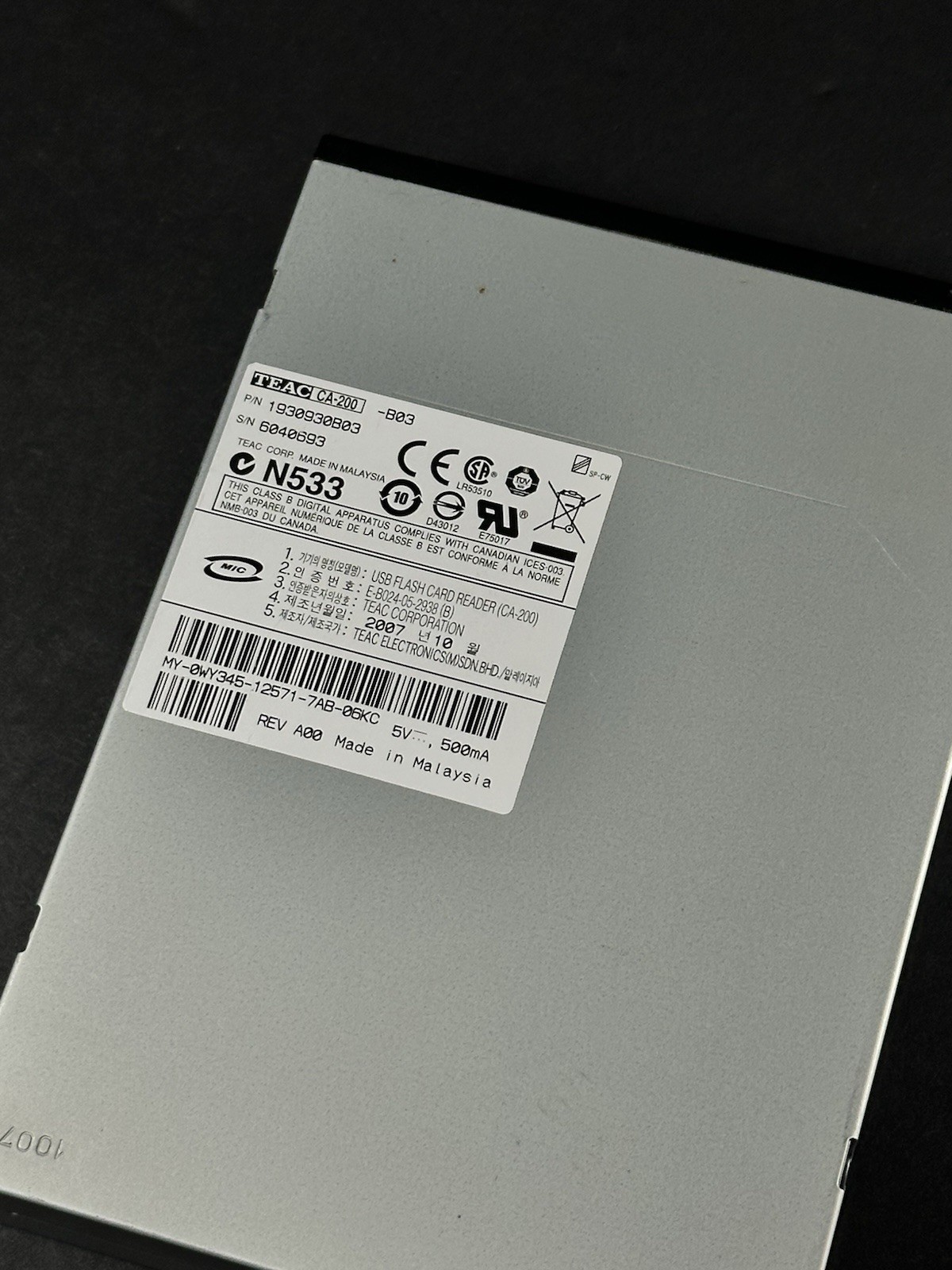 Dell USB Flash Card Reader TEAC CA-200 N533 1930930B00
