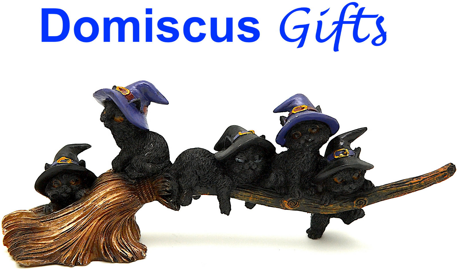11" NEW Magikal CATS on Witches BROOMSTICK Gothic FANTASY COLLECTIBLE Home Decor