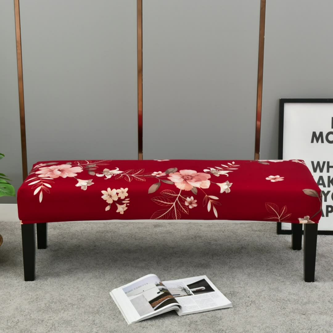 Stretch Printed Dining Bench Cover Long Bench Stool Slipcover Seat Protector