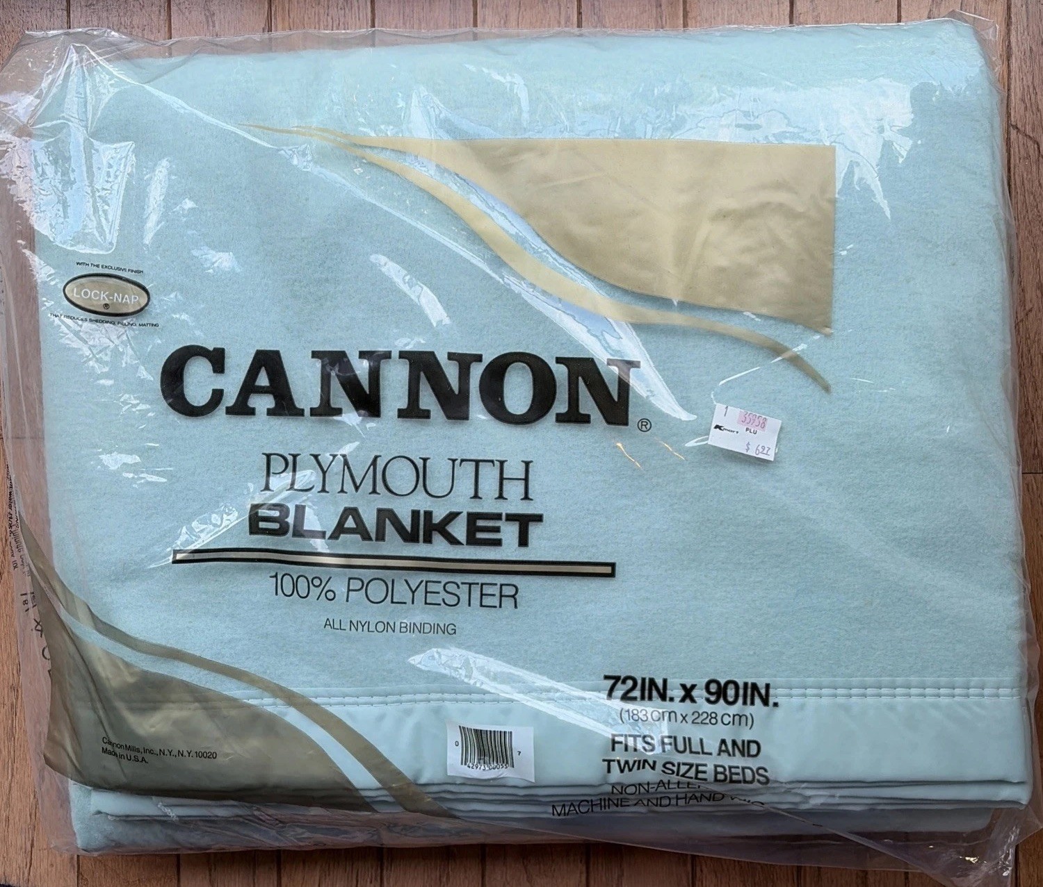 Vintage Cannon 72x90 Twin/Full Baby Blue Plymouth Blanket Nylon Trim NEW Sealed