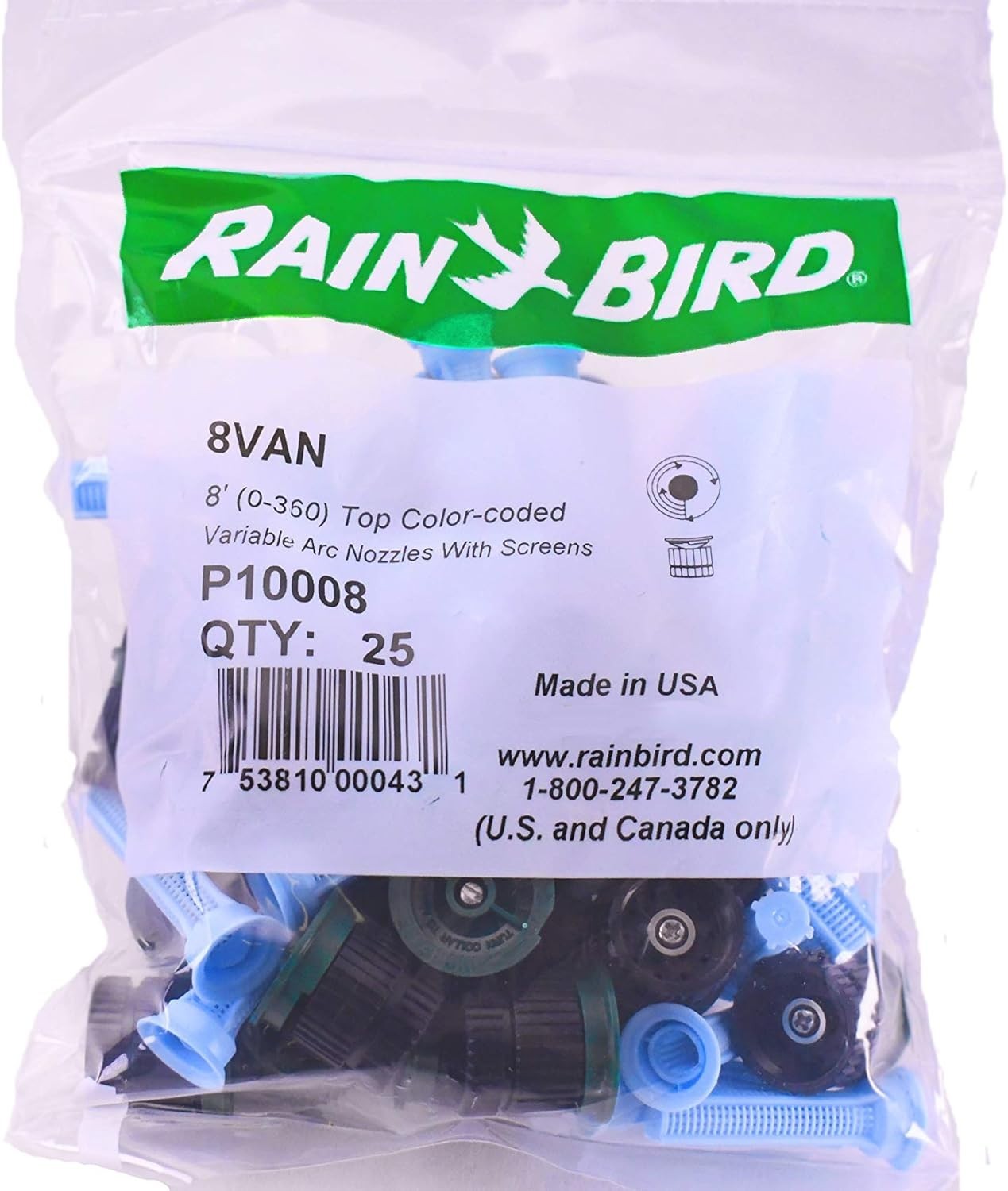 Rain Bird 8VAN - 8 ft. VAN Series Variable Arc Spray Nozzle - 10 Pack