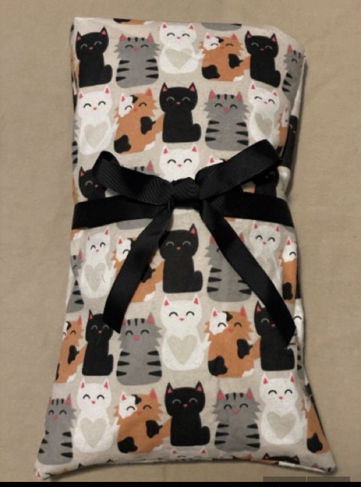 Microwavable Natural Corn Bag / Heating Pad Hot Pack Flannel Kitties And Cat