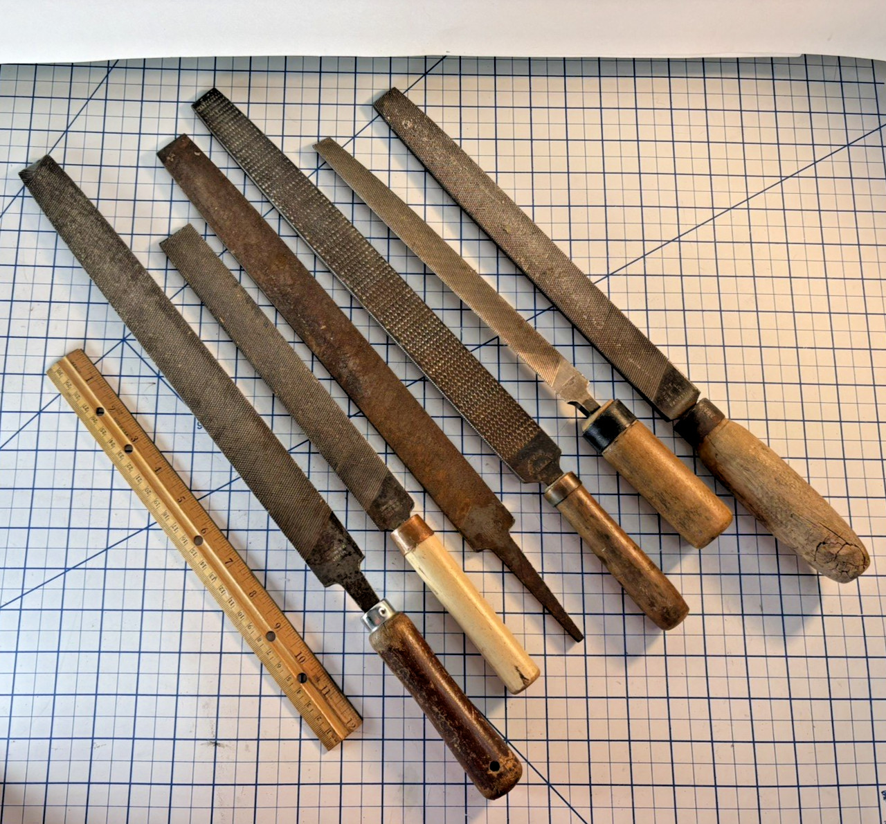 6 Vintage Continental TRW Simonds Craftsman Files USA Flat Round Tool Assorted