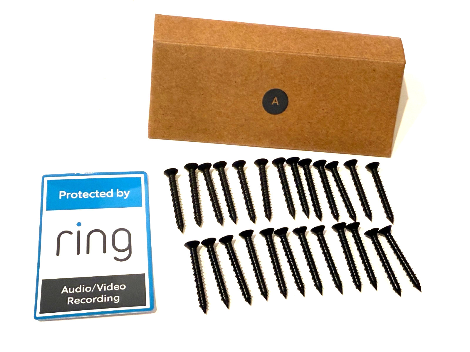 NEW Genuine Ring Alarm Audio Video Security Sticker & 25 Camera Mounting Screws