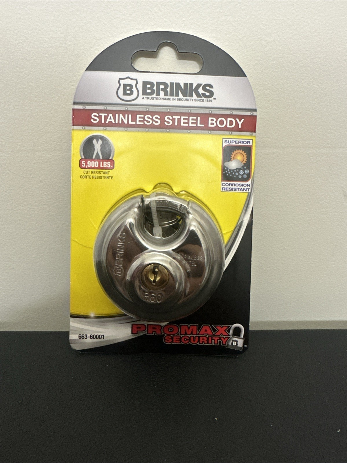 Brinks/ Pro Max Security * Stainless Steel Discus Padlock * 663-60001
