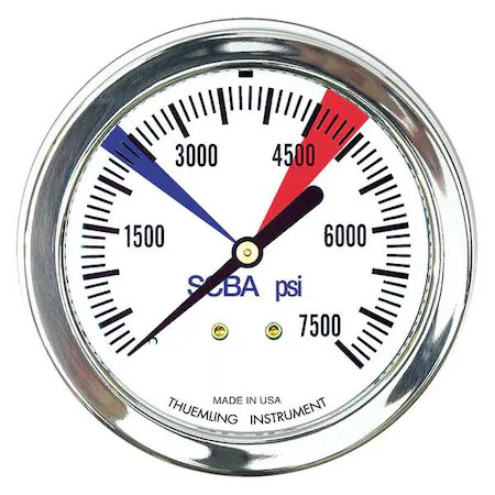Thuemling Sc-Scba-7500-Color Zone Panel-Mount Pressure Gauge,  0 To 7, 500 Psi,
