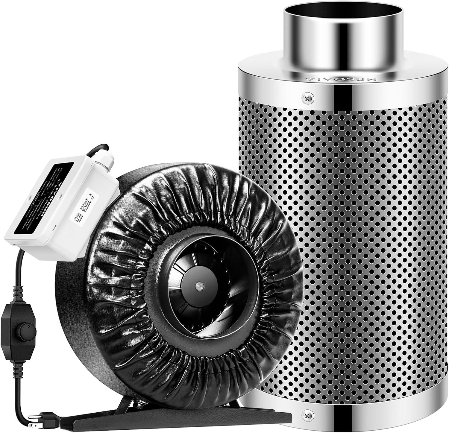 VIVOSUN 6" Air Filtration Kit Inline Fan Combo Carbon Filter w/ Speed Control