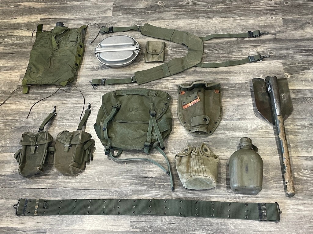 US Army Vietnam War M1956 M56 Field Gear 5qt Canteen Ammo Pouch Butt Pack Shovel