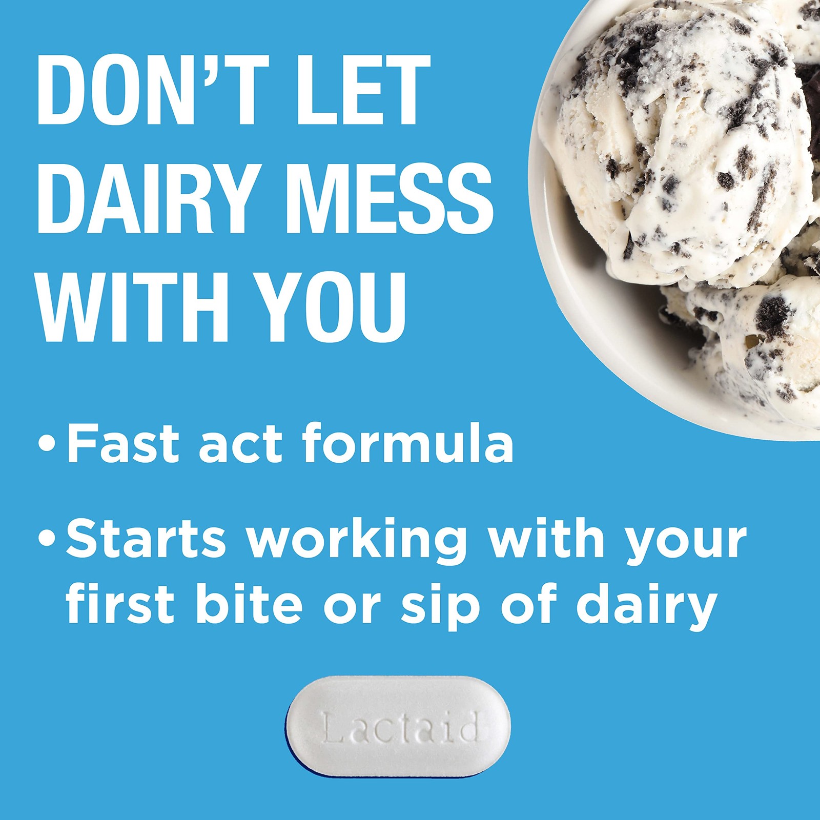 Lactaid Fast Act Lactose Intolerance Caplets w/ Lactase Enzyme - 96 Count
