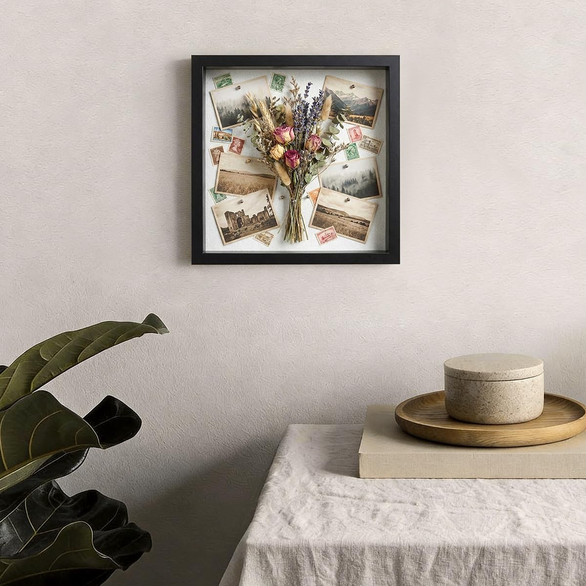 5x5 Inch Small Shadow Box Frame Memory Display Case for Memorabilia Flowers