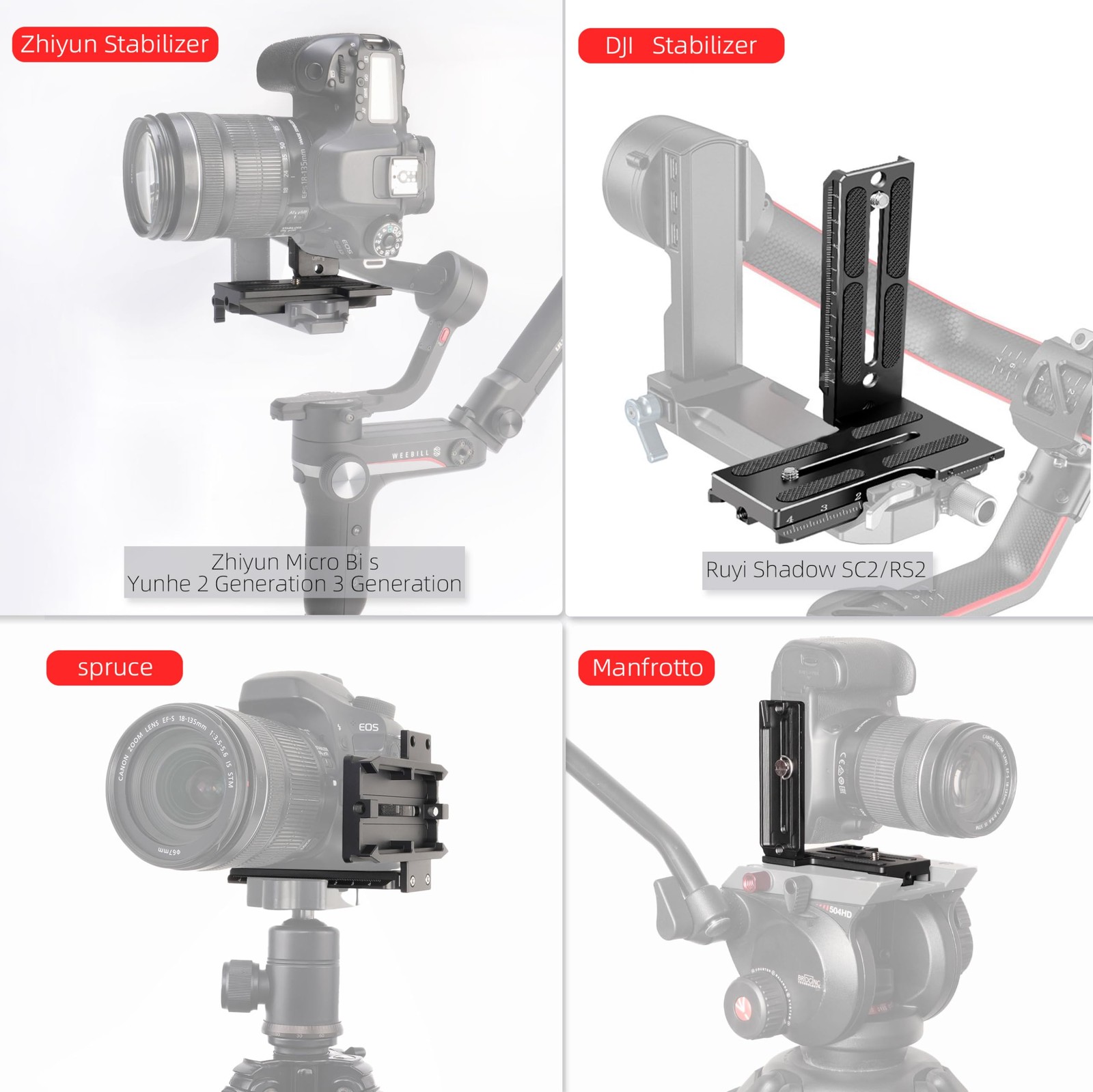 Hersmay Universal Arca-Swiss Quick Release Vertical Stand L Bracket Black