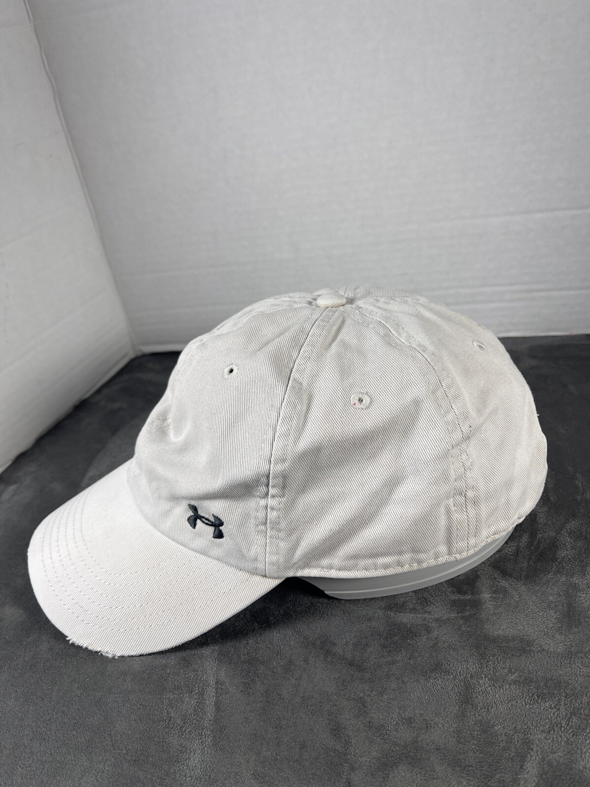 DISTRESSED Off White Under Armor WOMEN's Running outdoor hike bike trail Hat Cap