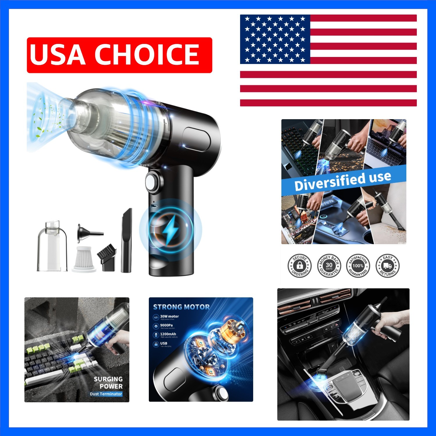 Compressed Air Duster-Vacuum Keyboard Cleaner-Air Blower 3-in--Electric Air D...