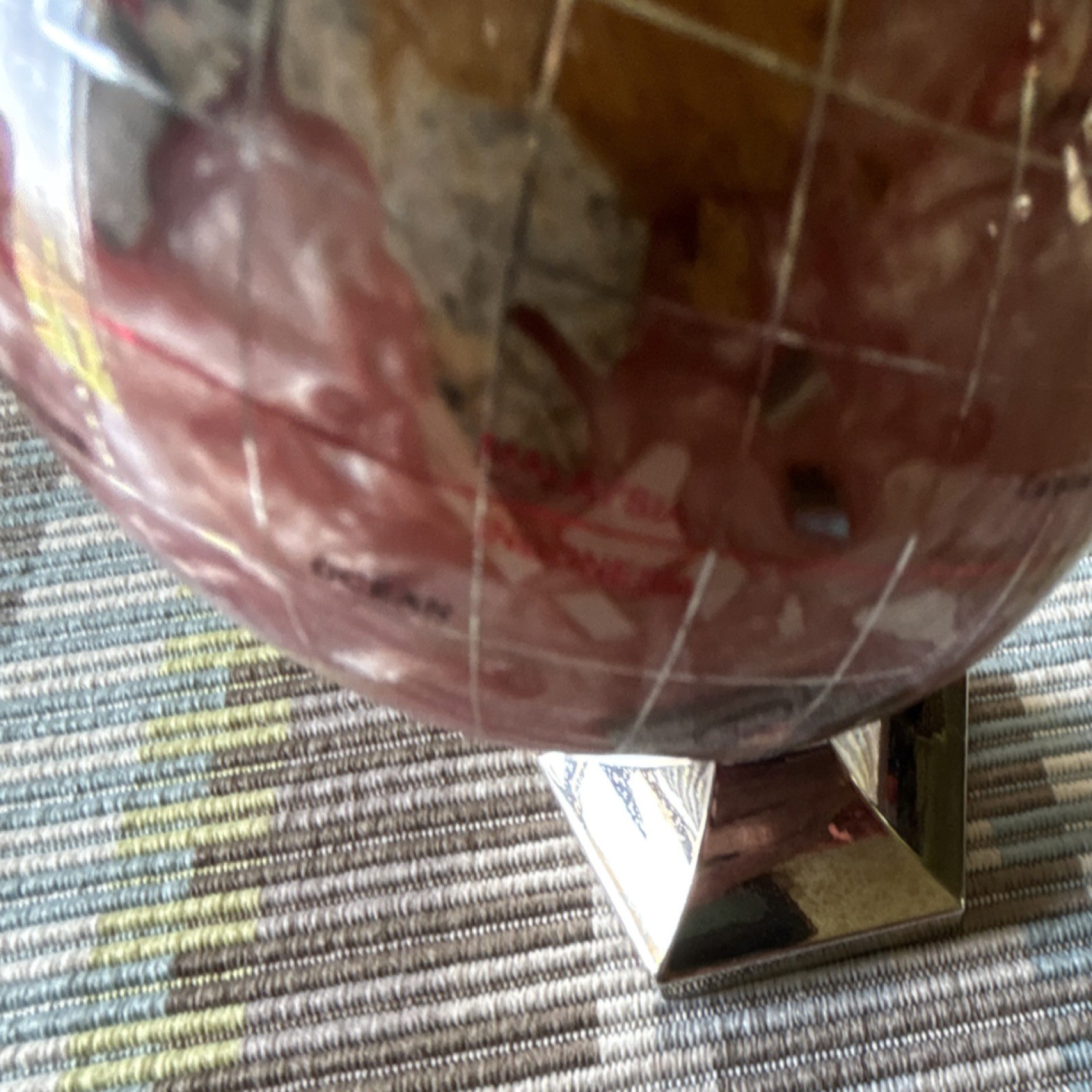 Gemstone Decorative Tabletop Globe Multicolor Metallic Base 5in Small Rotating