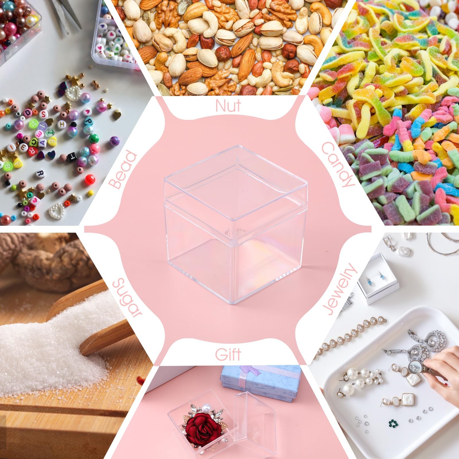 2 x 2 In Acrylic Boxes, Small Clear Box with Lids Treat Gift Boxes Storage
