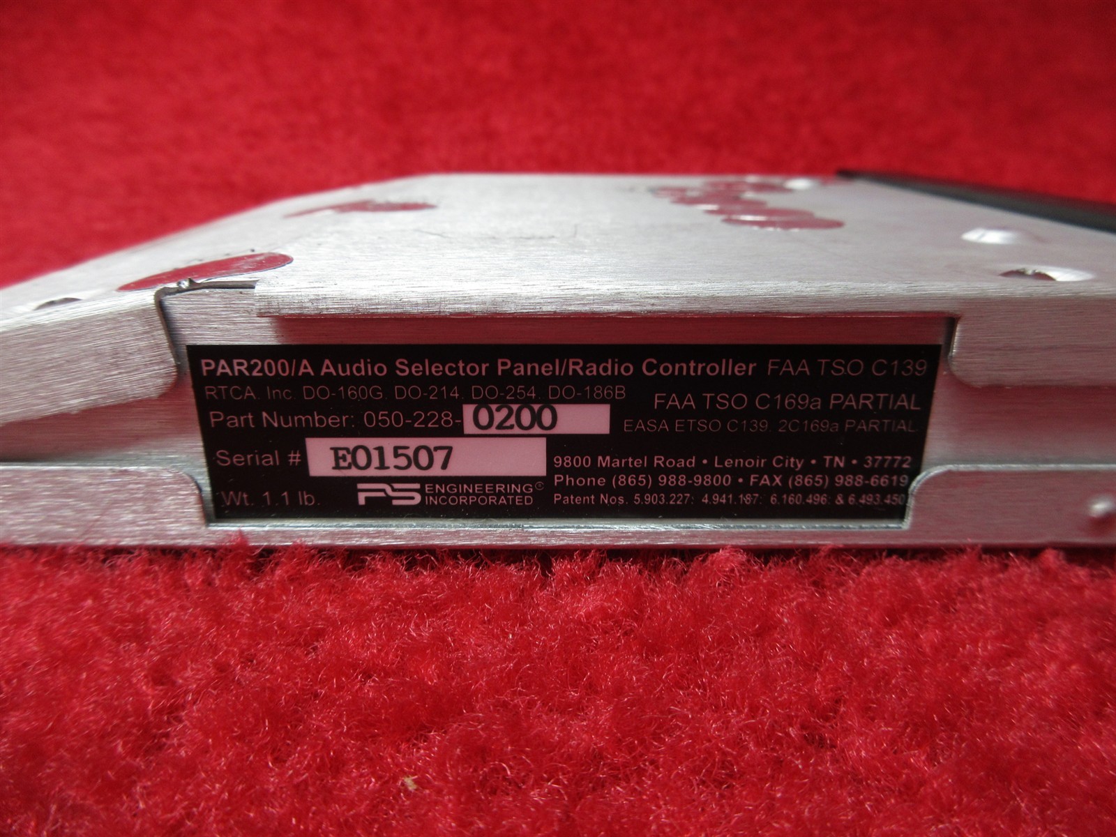 PS Engineering PAR200/A Audio Selector Panel/ Radio Controller PN 050-228-0200
