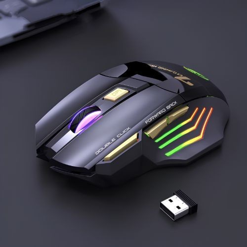 Wireless Gaming Mouse 3200 DPI RGB LED Rechargeable 7 Button Silent